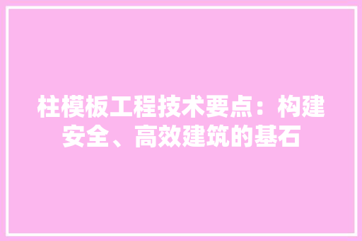 柱模板工程技术要点：构建安全、高效建筑的基石