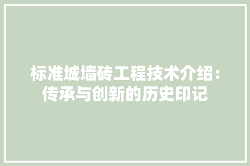 标准城墙砖工程技术介绍：传承与创新的历史印记 室内设计