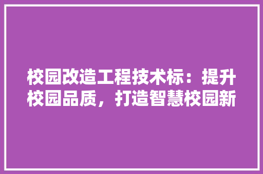 校园改造工程技术标：提升校园品质，打造智慧校园新篇章 室内设计