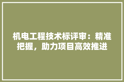 机电工程技术标评审：精准把握，助力项目高效推进 室内设计