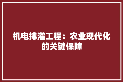 机电排灌工程：农业现代化的关键保障 室内设计