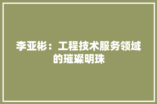 李亚彬：工程技术服务领域的璀璨明珠 室内设计
