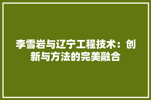 李雪岩与辽宁工程技术：创新与方法的完美融合 室内设计