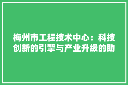 梅州市工程技术中心：科技创新的引擎与产业升级的助推器