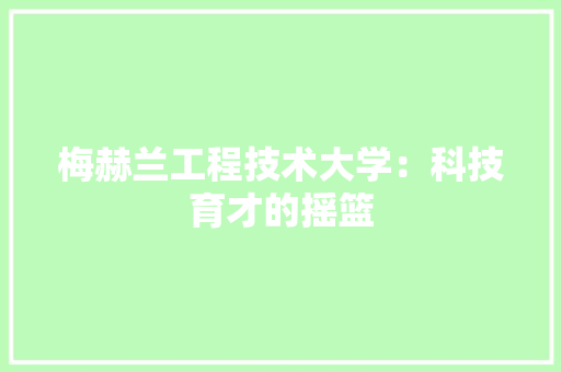 梅赫兰工程技术大学：科技育才的摇篮 室内设计