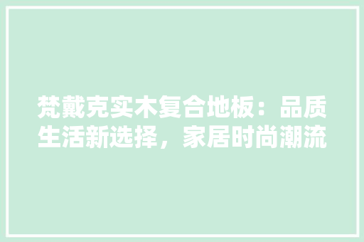 梵戴克实木复合地板：品质生活新选择，家居时尚潮流 室内设计