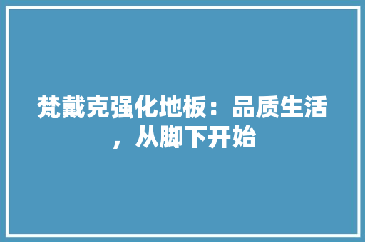 梵戴克强化地板：品质生活，从脚下开始 室内设计