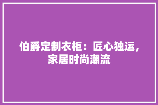 伯爵定制衣柜：匠心独运，家居时尚潮流