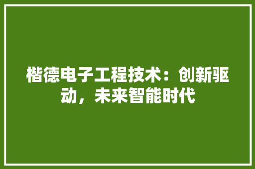 楷德电子工程技术：创新驱动，未来智能时代