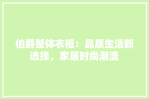 伯爵整体衣柜：品质生活新选择，家居时尚潮流