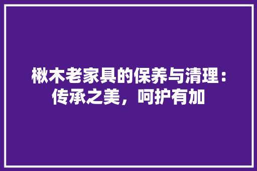 楸木老家具的保养与清理：传承之美，呵护有加 室内设计