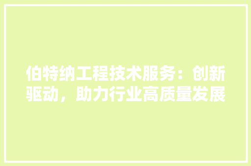 伯特纳工程技术服务：创新驱动，助力行业高质量发展