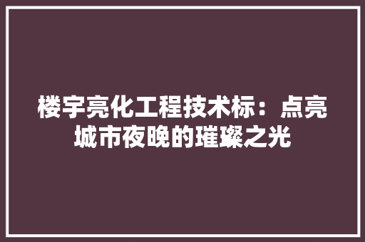 楼宇亮化工程技术标：点亮城市夜晚的璀璨之光 室内设计