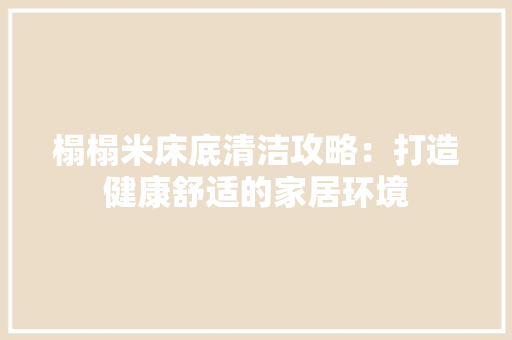 榻榻米床底清洁攻略：打造健康舒适的家居环境 室内设计