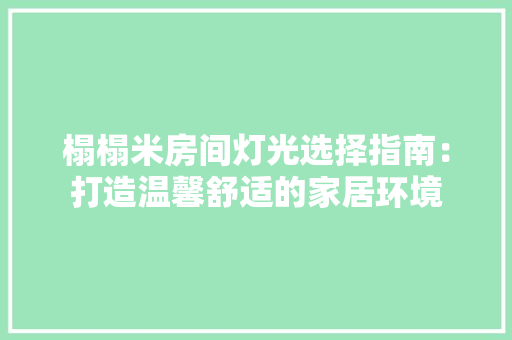 榻榻米房间灯光选择指南：打造温馨舒适的家居环境 室内设计