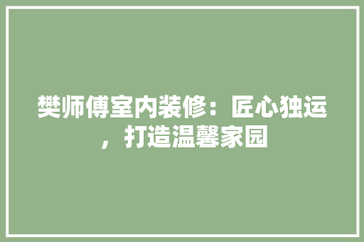 樊师傅室内装修：匠心独运，打造温馨家园