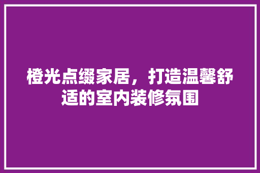 橙光点缀家居，打造温馨舒适的室内装修氛围 室内设计