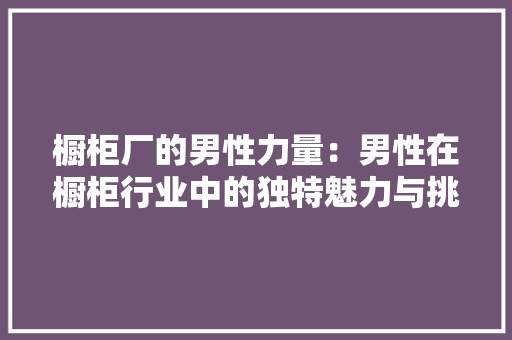 橱柜厂的男性力量：男性在橱柜行业中的独特魅力与挑战