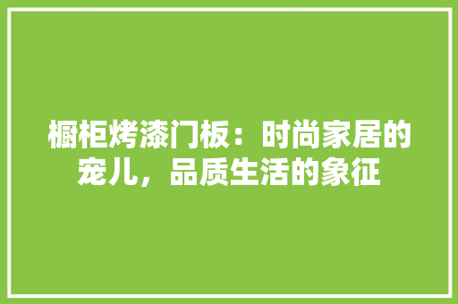 橱柜烤漆门板：时尚家居的宠儿，品质生活的象征