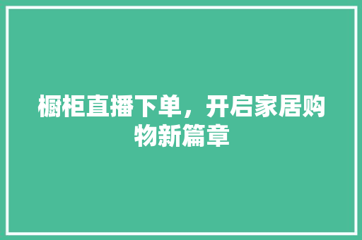 橱柜直播下单，开启家居购物新篇章 室内设计