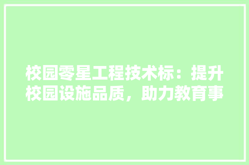 校园零星工程技术标：提升校园设施品质，助力教育事业发展 室内设计