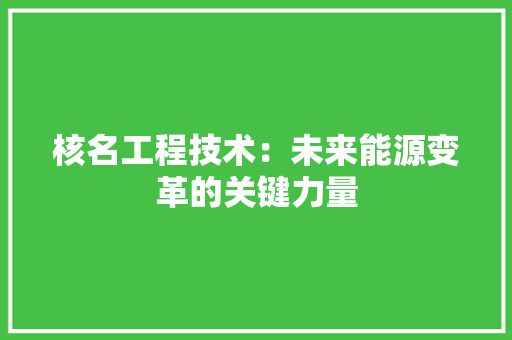 核名工程技术：未来能源变革的关键力量 室内设计