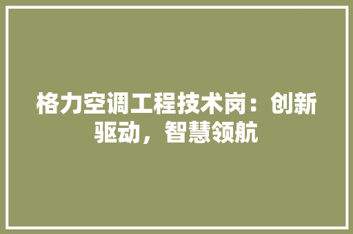 格力空调工程技术岗：创新驱动，智慧领航