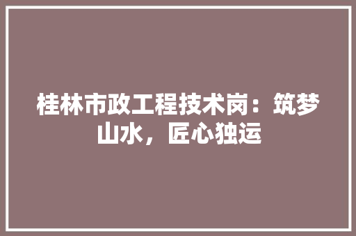 桂林市政工程技术岗：筑梦山水，匠心独运