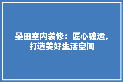桑田室内装修：匠心独运，打造美好生活空间 室内设计