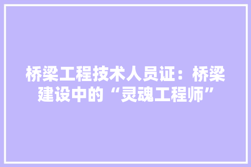 桥梁工程技术人员证：桥梁建设中的“灵魂工程师” 室内设计