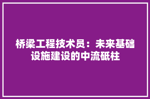 桥梁工程技术员：未来基础设施建设的中流砥柱 室内设计