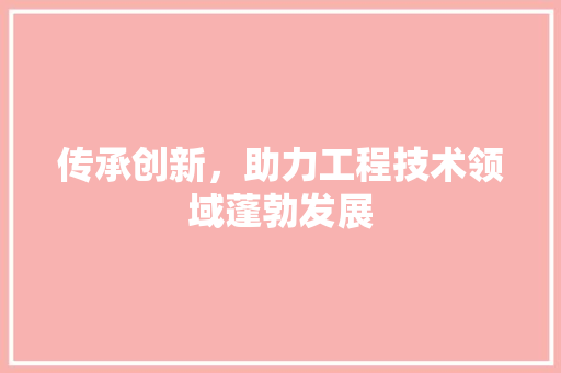 传承创新，助力工程技术领域蓬勃发展 家居装修