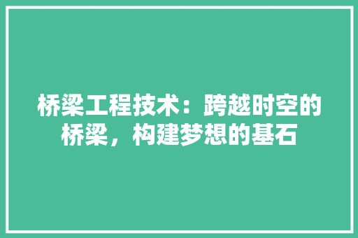 桥梁工程技术：跨越时空的桥梁，构建梦想的基石 室内设计