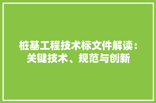 桩基工程技术标文件解读：关键技术、规范与创新