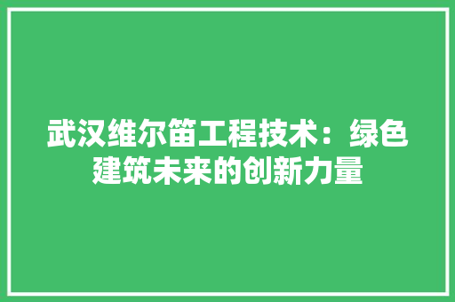 武汉维尔笛工程技术：绿色建筑未来的创新力量 室内设计