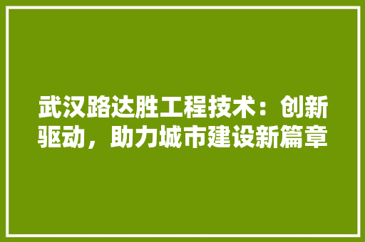 武汉路达胜工程技术：创新驱动，助力城市建设新篇章 室内设计