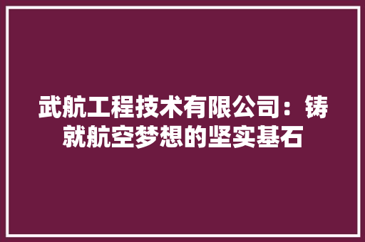 武航工程技术有限公司：铸就航空梦想的坚实基石