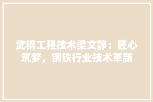 武钢工程技术梁文静：匠心筑梦，钢铁行业技术革新