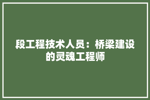 段工程技术人员：桥梁建设的灵魂工程师 室内设计