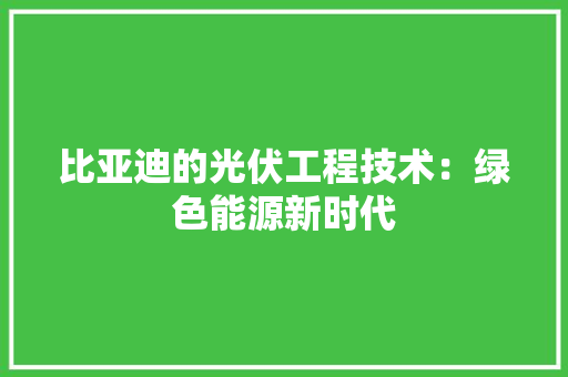比亚迪的光伏工程技术：绿色能源新时代 室内设计