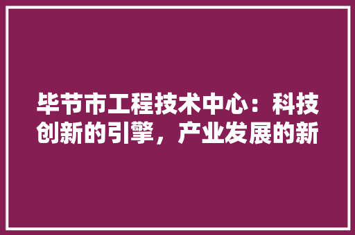 毕节市工程技术中心：科技创新的引擎，产业发展的新动力 室内设计