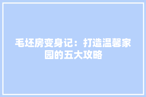 毛坯房变身记：打造温馨家园的五大攻略 室内设计