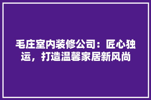 毛庄室内装修公司：匠心独运，打造温馨家居新风尚 室内设计