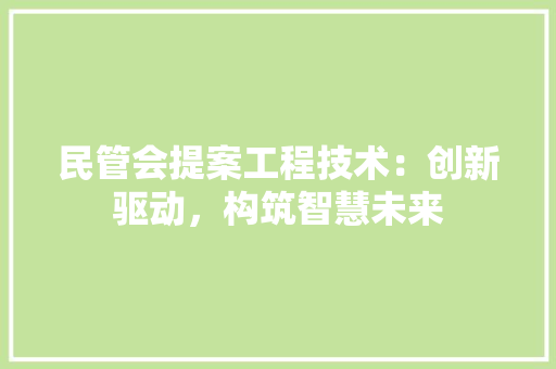 民管会提案工程技术：创新驱动，构筑智慧未来