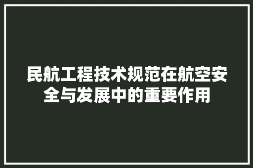 民航工程技术规范在航空安全与发展中的重要作用 室内设计