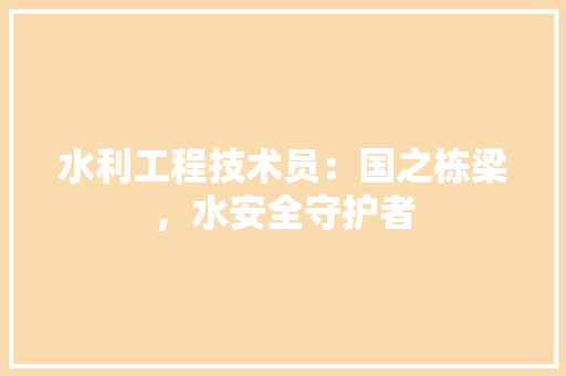水利工程技术员：国之栋梁，水安全守护者 室内设计