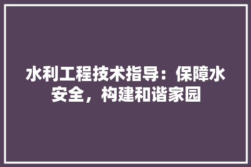 水利工程技术指导：保障水安全，构建和谐家园 室内设计