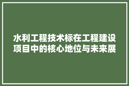 水利工程技术标在工程建设项目中的核心地位与未来展望 室内设计