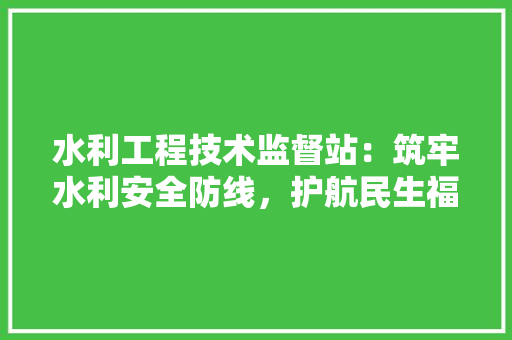 水利工程技术监督站：筑牢水利安全防线，护航民生福祉 室内设计