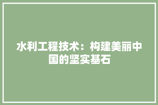 水利工程技术：构建美丽中国的坚实基石 室内设计